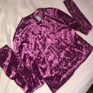 Velvet Purple Long Sleeve Shirt H&M  Size Large